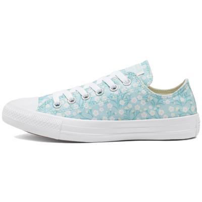 Chuck Taylor All Star Floral Fabric Vintage Non-Slip Abrasion Resistant Low-Top Canvas Shoes Women's Pale Blue