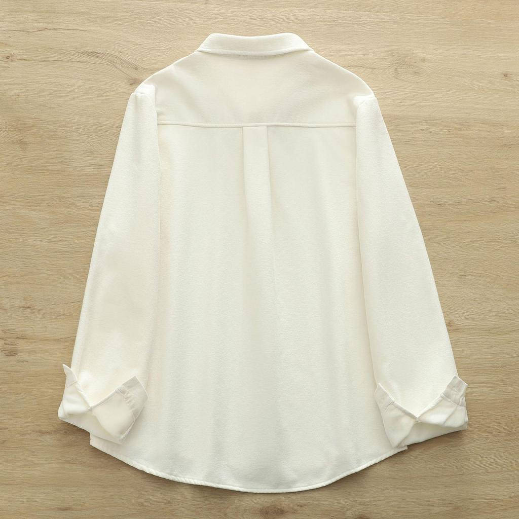 Women's Warm Autumn/Winter Velvet Shirt with Artistic Rabbit & Radish Embroidery