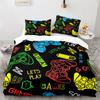 Gamepad Duvet Cover Set Yellow Background with Buttons Boys Playroom Decoration King Size Polyester Quilt Cover with Pillowcases