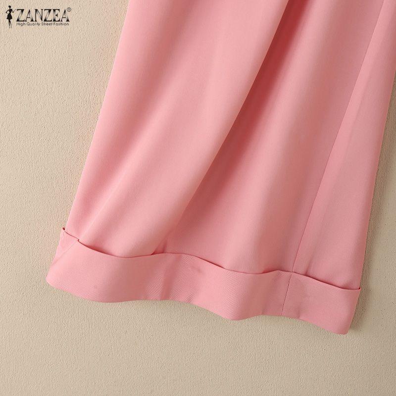 ZANZEA Damen Ärmellose Tanktops und Hosen Sommer Zweiteiler Anzugsets