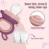 LuvLap Silicone Food Nibbler With Extra Mesh Soft Teether Feeder For Baby Infants Safe BPA Free Bunny Design Violet Pink Pack of 2