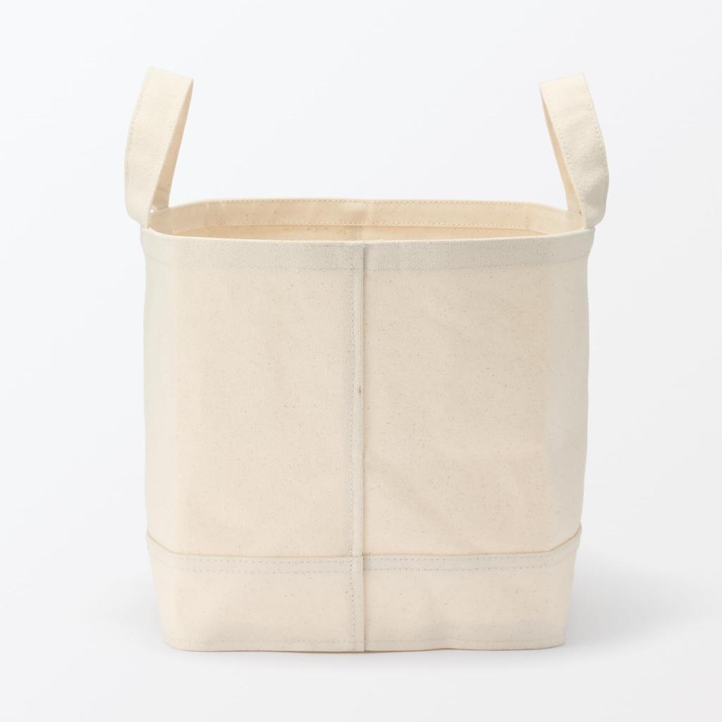 MUJI Cotton Canvas Soft Box with 37cm W x 26cm D x 26cm Product Suitable for Clothing Storage Handles, Large, Approx. H, Number 23090018,