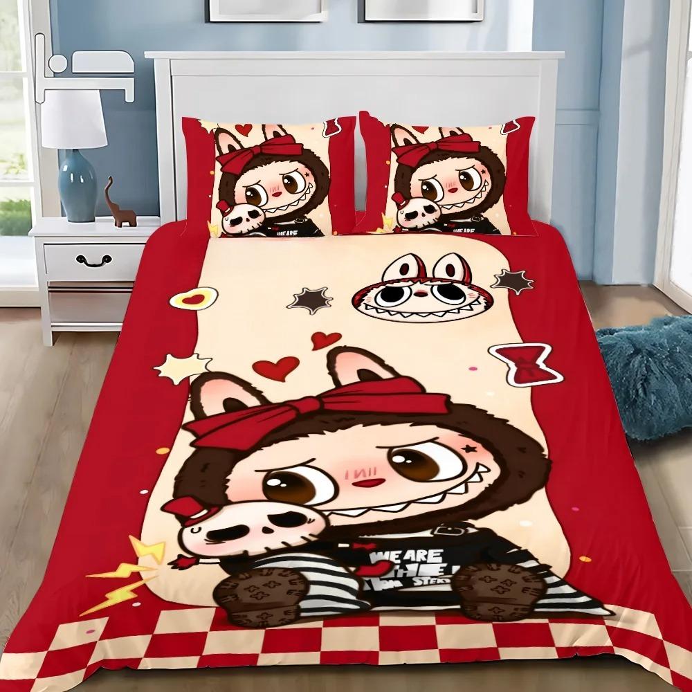 Søtt 3D Labu sengetøy 2/3 delers soveromssett, Barnegave Tenåringer voksen Mikrofiber dobbeltseng Dynetrekk med glidelås Romdekor