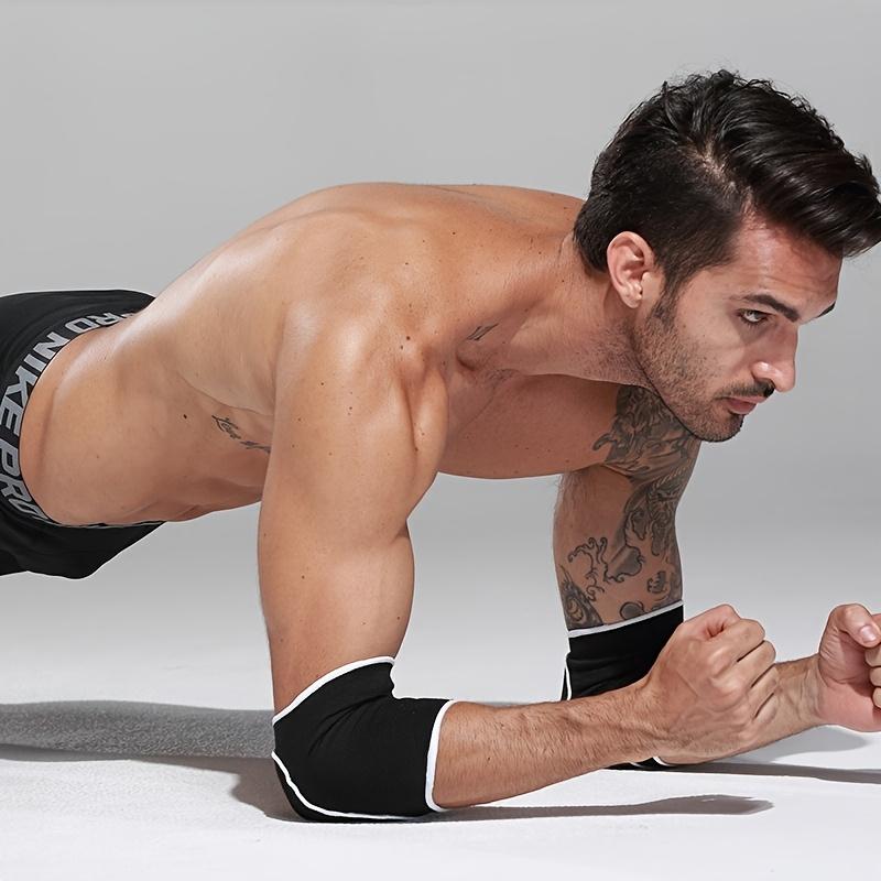 1 Pair Men's Thick Elbow Support Sleeve, Fit for All Seasons, Enhanced Wrist & Arm Protection, Ideal for Workout & Construction Use