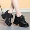 Spring Autumn Women's Fashion Platform Casual Sneakers Round Toe Black Flat British Style Patent Leather Comfort Shoes