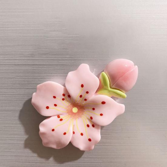 3D Cherry Blossom Refrigerator Magnet Resin Pink Flower Decorative Fridge Magnet Memo Notes Photo Holder for Home Kitchen Office