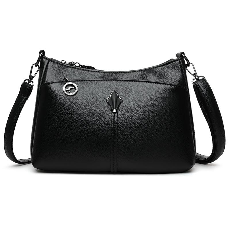 

Жіноча сумка через плече М яка шкіряна сумка кросбоді Велика місткість Сумка для матері середнього віку Сумка чорний