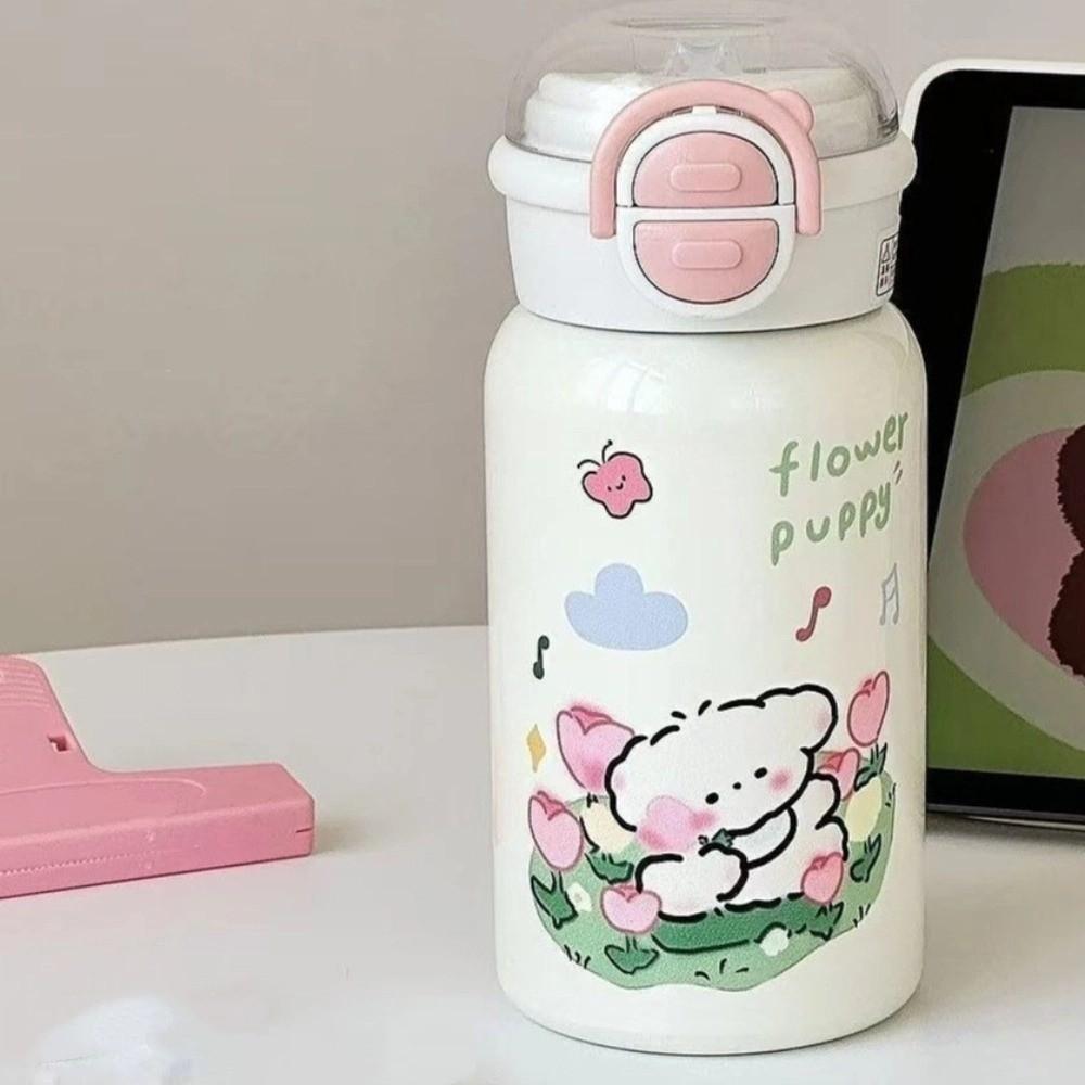 Leak Proof Double Drinking Water Cup Cartoon Iced Coffee Cup Drinkware Straw Bottle  Outdoor