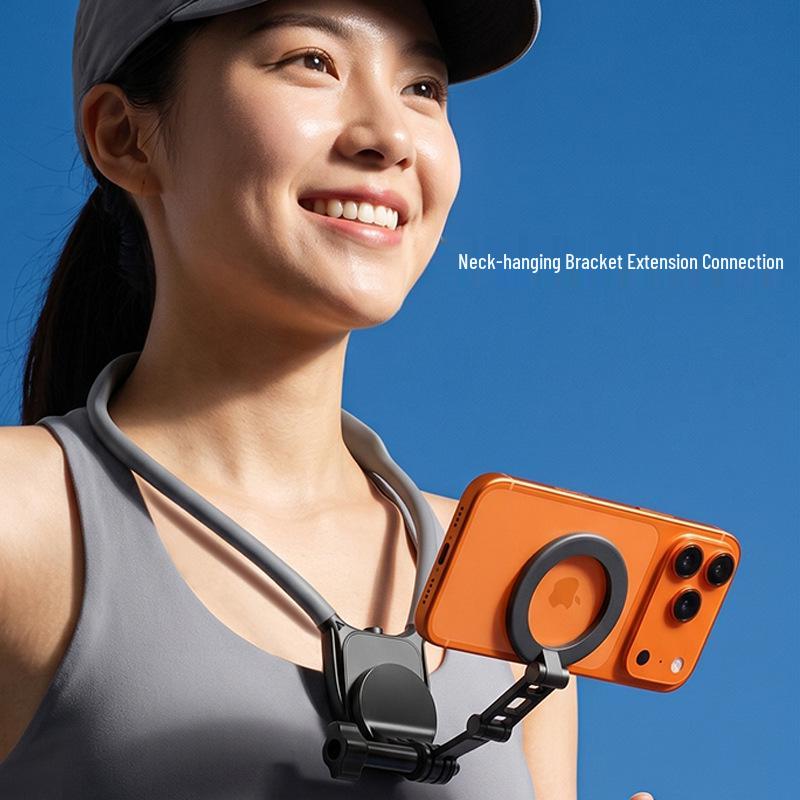 Magnetic Phone Stand with Magsafe Two-Claw Folding Neck Hanging Chest Strap