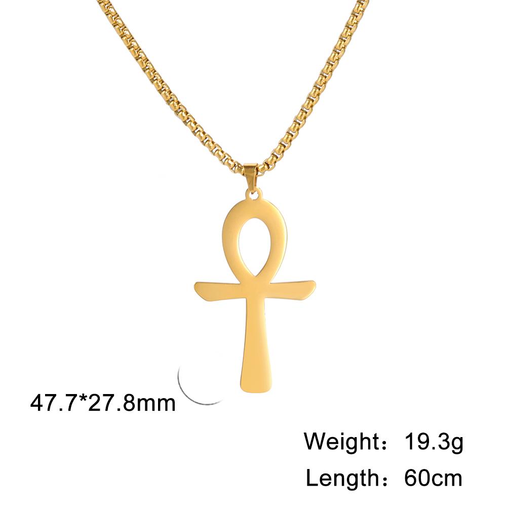 My Shape Egypt Eye of Horus Ankh Cross Necklaces for Men Women Stainless Steel Pendant Necklace Religious Jewelry Gift Vintage