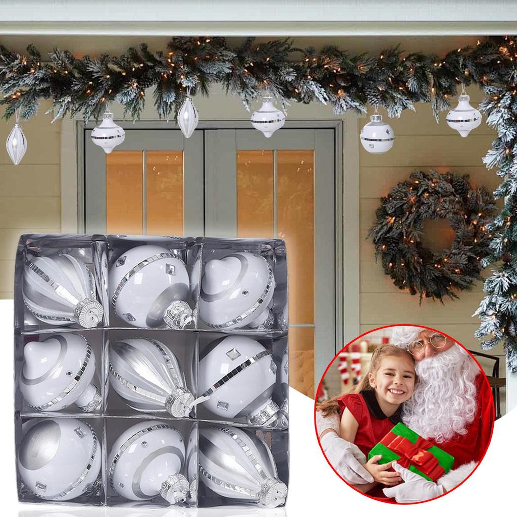 Christmas Ball 9 Pieces Ball Decorations 3.2 Inches Shatterproof Ornaments For Home Winter Party Outdoor Holiday Christmas Tree