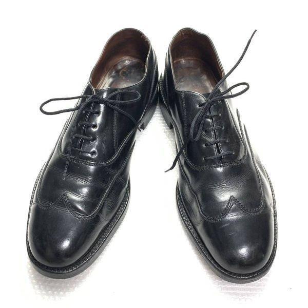 Vintage England Unknown Brand Wingtip Business Shoes Black 9.5 28.0(USED)