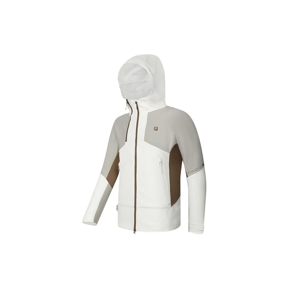 Fila Mountain Peak Color Block Hooded Outdoor Woven Sports Jacket Men Jacket Cloud-White A11M417701F-WT