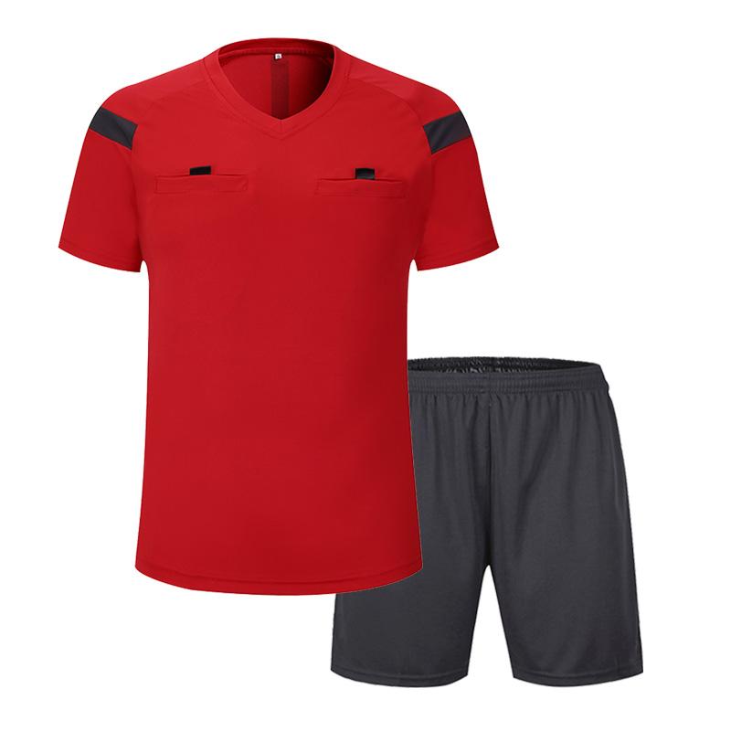 2024  Factory Price Cheap Soccer Referee Shirt Training Shirt Soccer Referee Uniform Set S красный