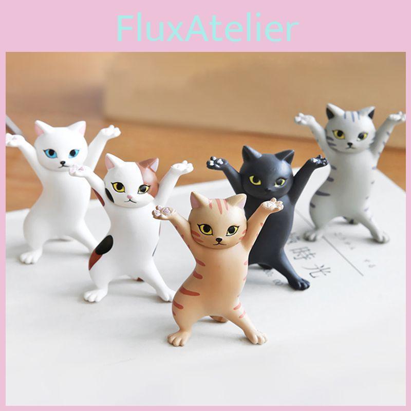 Charming Cat Figure Pen Holder Jewelry Stand And Earphone Support In Sturdy Pvc Material