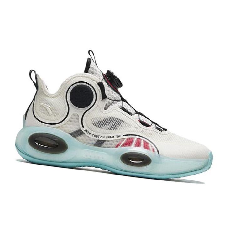Anta Kids Asymmetric 3 Wear-Resistant Breathable Basketball Shoes Kids Basketball Shoes White Black 312331102-1