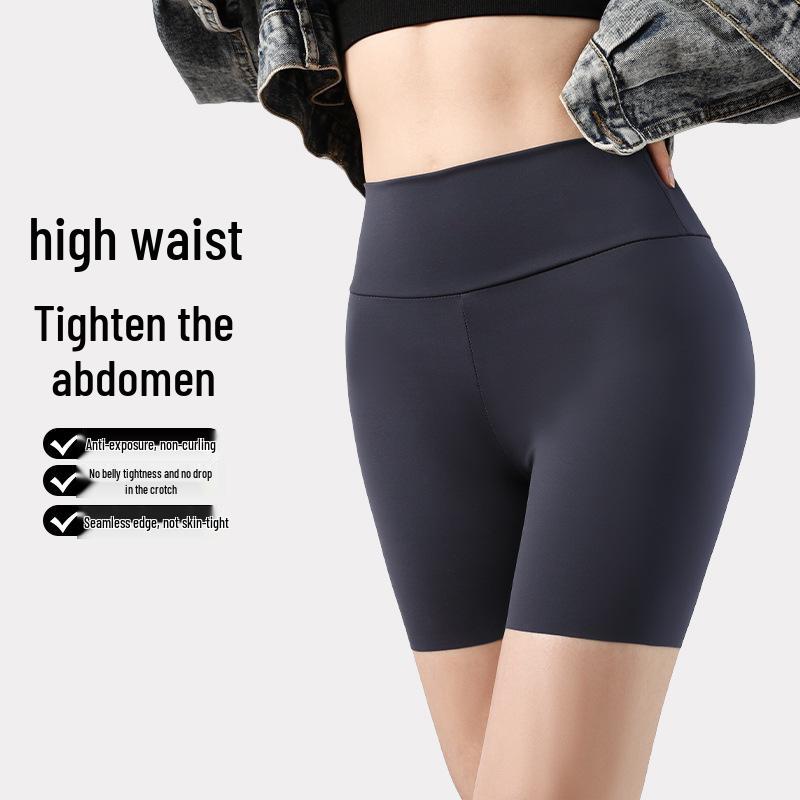 

Women s Summer Breathable Seamless Tummy Control Butt Lifting Safety Shorts Large Size (60-75 kg) серый