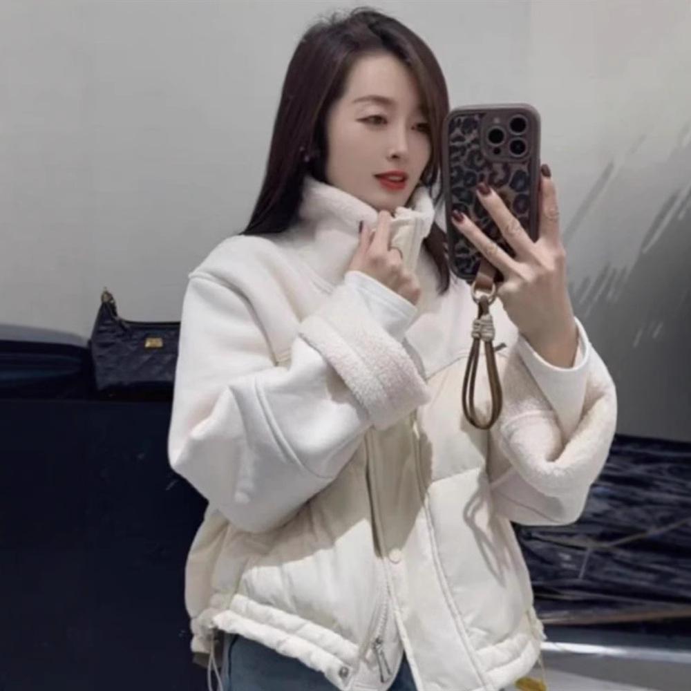 Women's 2024 Winter Faux Fur & Cotton Stand-Up Collar Jacket: Thickened, Loose, Petite, Warm Coat