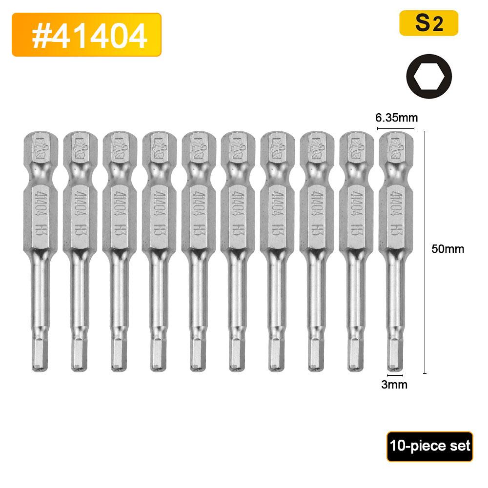 BESTIR 10pcs Hexagon Screwdriver Bit Set 1.5mm-6mm Alloy Steel Single Head Magnetic 1/4" Hex Shank Pneumatic Hexagon Batch Head