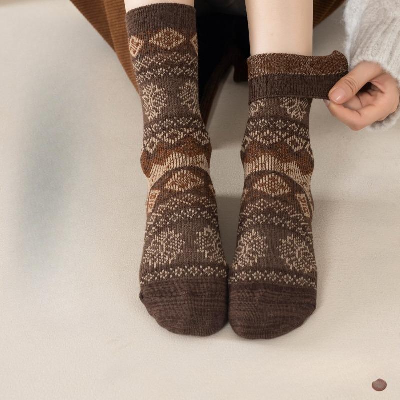 Ethnic-style Socks for Women in Autumn and Winter, Retro Ethnic-style Thigh-high Socks, Thickened Warm Thigh-high Socks, Trendy Socks, Pile Socks