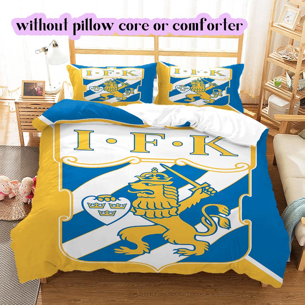 IFK Göteborg football Pattern Bedding,Quilt Set Quilt Cover Pillowcase Home Birthday Gift (1*duvet cover+2*pillowcase,without core)