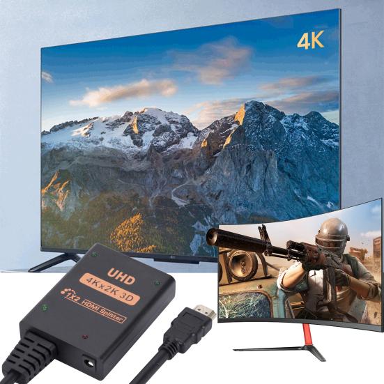 

HDMI-совместимый разветвитель 1 в 2 выхода 4K 60 Гц Высокоскоростной HD-совместимый 1080P 3D True Sound Switcher с двумя мониторами