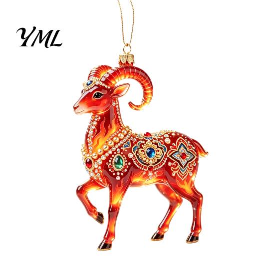 Decorative Home Decoration 2D Acrylic Goat Christmas Tree Pendant, Keychain Bag Charm, Cute Sheep Rearview Holiday Party Decor Mirror Hanging Ornament