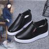 Genuine Soft Leather Slip-On Height-Boost Sneakers - Breathable Casual Women's Shoes, Korean Style for Spring & Autumn