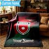 Custom Name Jordanian football Blanket Flannel Blanket for Camping, Hiking, Garden Parties, Picnic Essentials,gift for family and friend