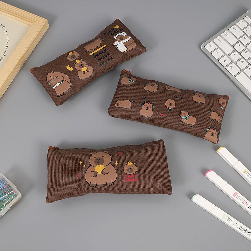 Capybara Stationery Organizer Multi-function Pen Bag Cartoon Stationery Storage Bag