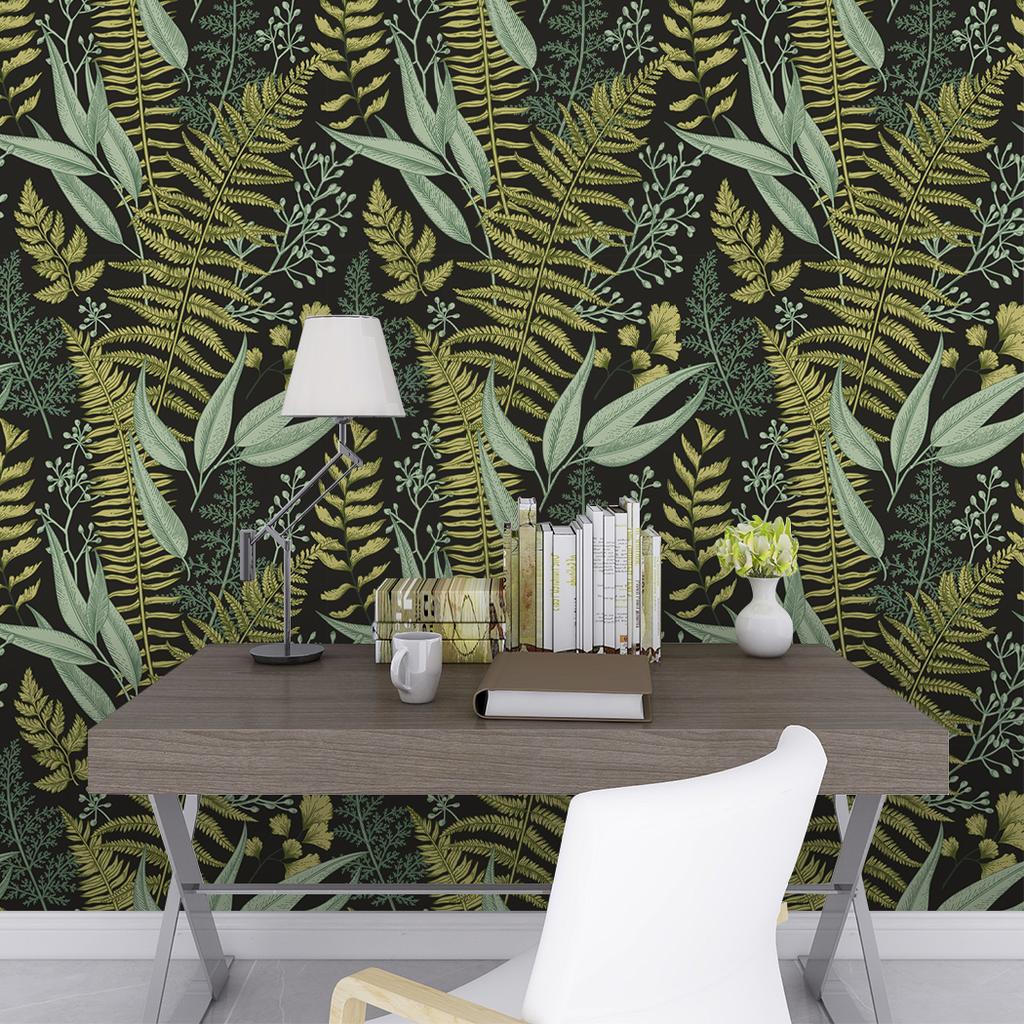 Green Leaf Peel and Stick Wallpaper Leaves Self Adhesive Wallpaper Removable Contact Paper for Drawers Bedroom Living Room Decor