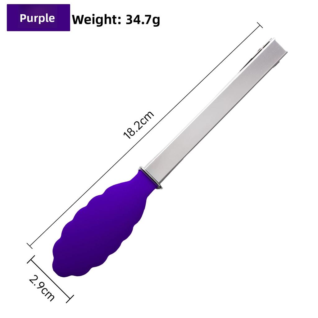 Silicone Salad Cooking Tongs with Stainless Steel Handle BBQ Kitchen Utensils