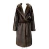 Source imitation fur jacket women's coat suit collar strap waist extended winter coat