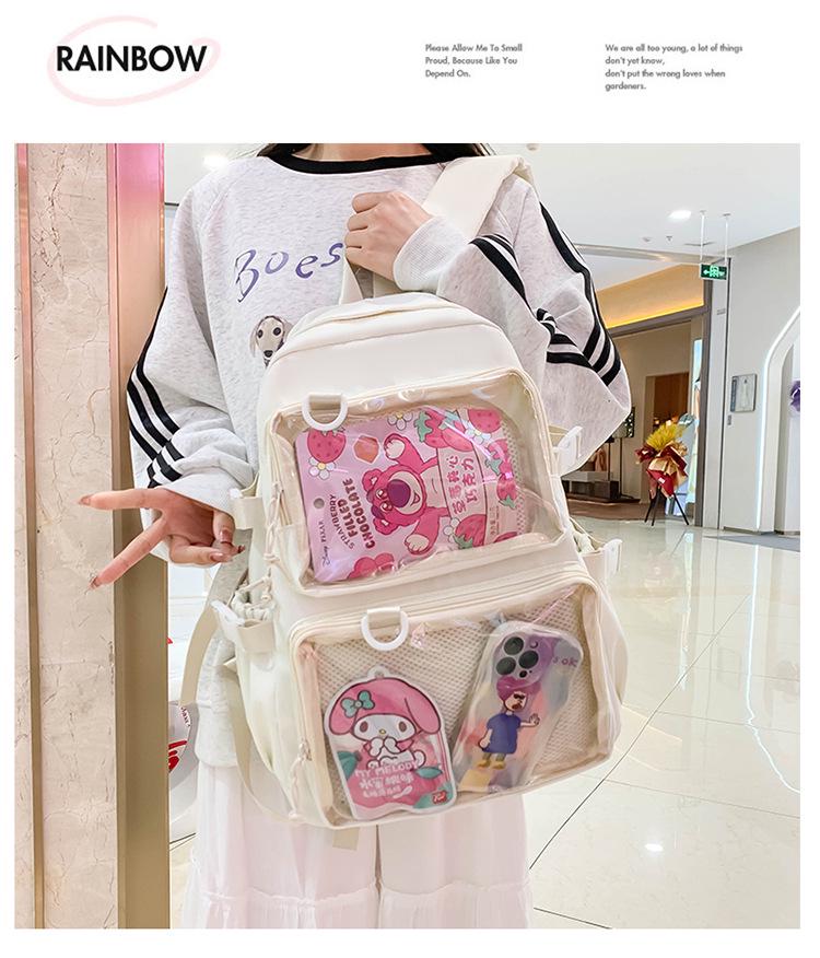 Versatile Large-Capacity Transparent Ita Backpack for Girls and Women