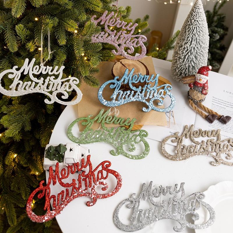 Christmas Letter Pendant Merry Christmas Hanging Creative Flower Wreath DIY Christmas Tree Pendant, Happy New Year 2026