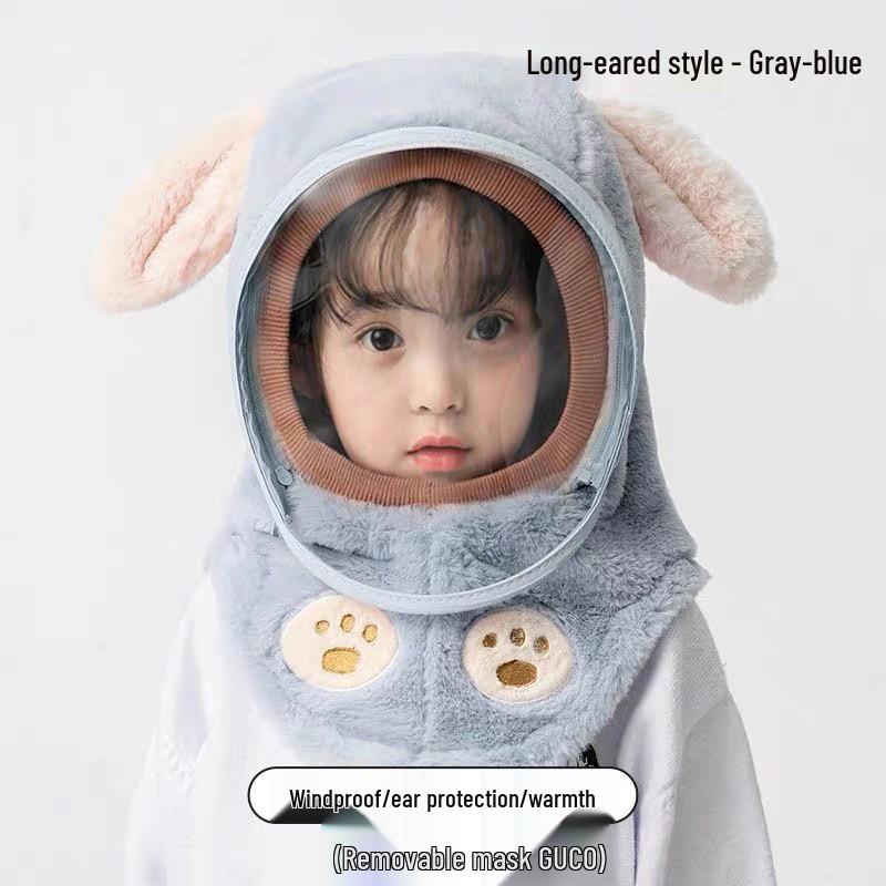Unisex Winter Windproof Hat and Scarf Set for Kids with Face and Ear Protection