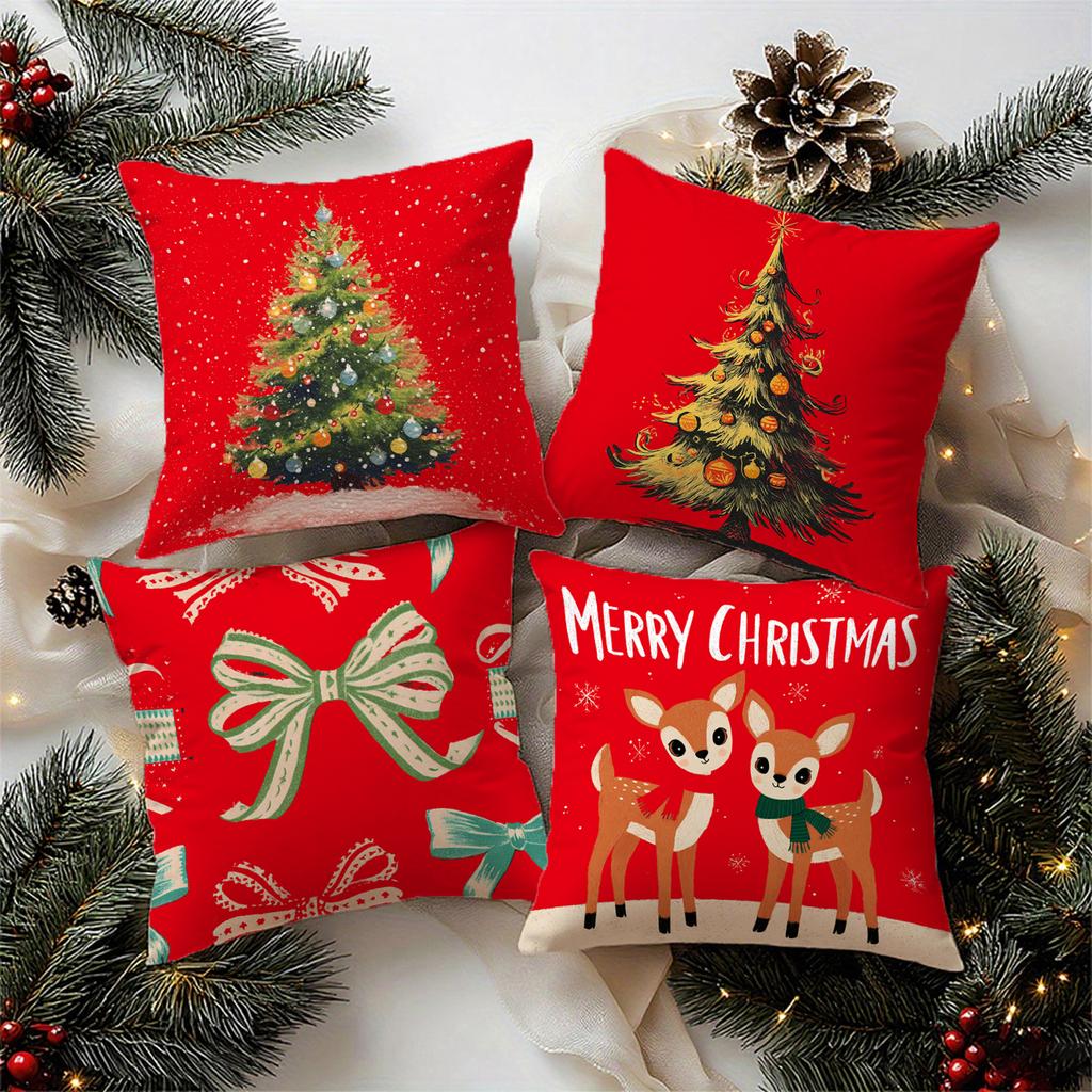 Christmas-Themed Pillowcases With Treessuitable For Sofa Car Bedroom Decorative Cushion Cover Pillow Cover