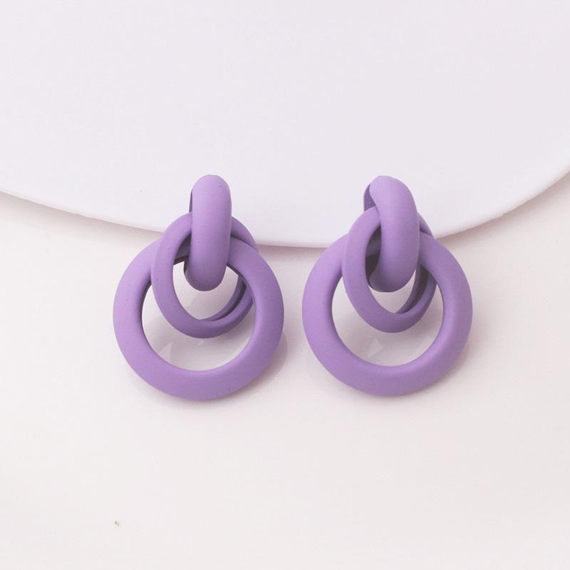 Purple Color Women Dangle Earrings Small Round Unusual Earrings Fashion Flower Butterfly Hanging Earrings Pendientes Mujer