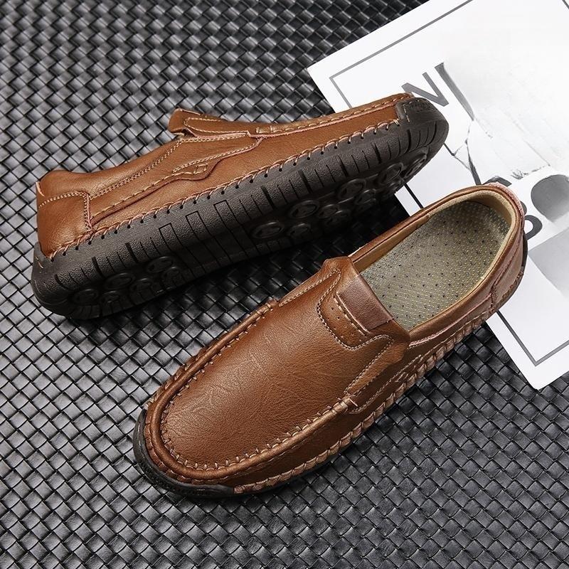 Golden Sapling Fashion Loafers Men's Casual Shoes Retro Party Flats Genuine Leather Men Loafers Dress Moccasins Business Shoe