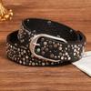 Women Belt Punk Pin Buckle Vintage Rivets Leather Belts Jeans Waistband
