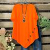 Women's Color Casual Short-sleeved T-shirt With Decorative Buttons