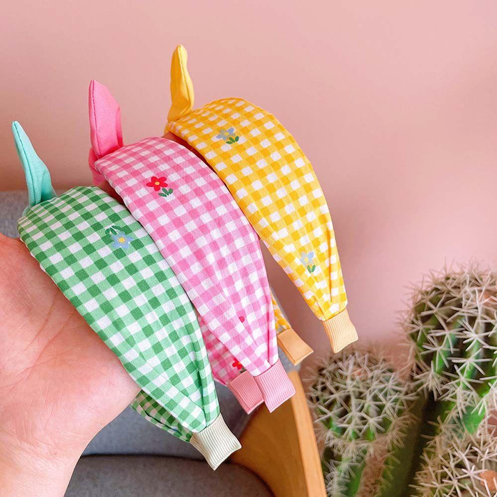 Sweet Plaid Small Flower Children Hair Hoop Korean Hair Ornament for Kids Girls Cute Little Girl Bow Headband