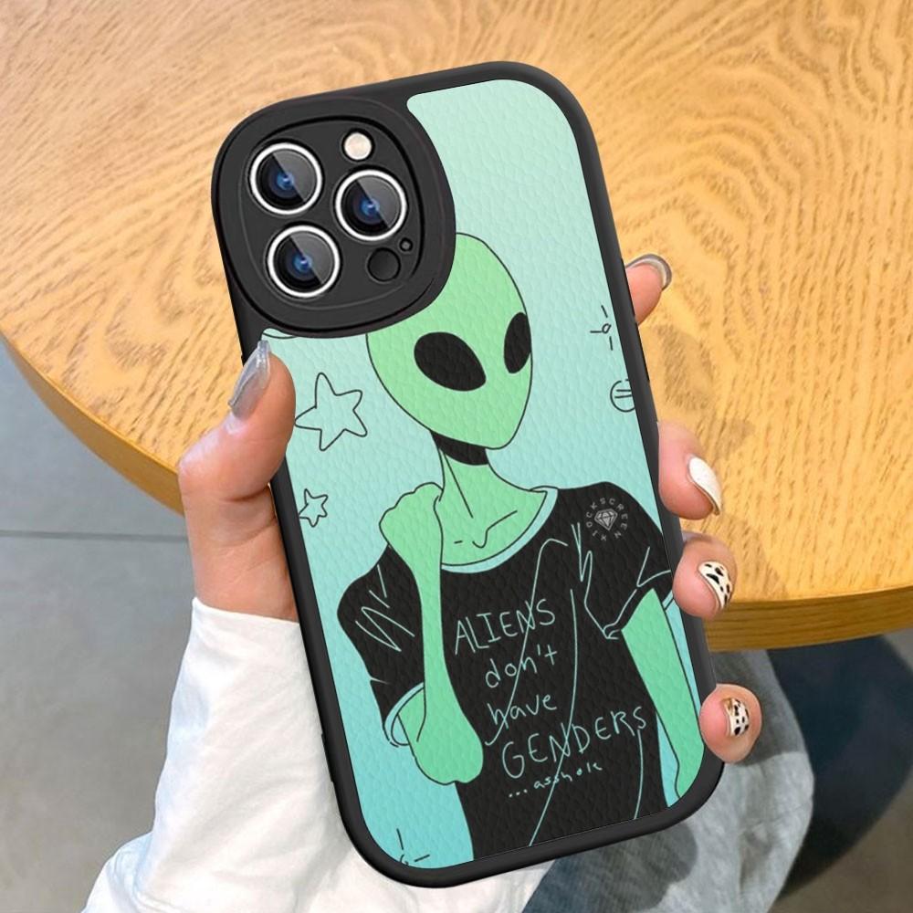 Estetyka Uroczy Kreskówkowy obcy kosmiczny Etui na telefon Twarda Skóra Dla iPhone 14 13 12 Mini 11 14 Pro Max Xs X Xr 7 8 Plus Fundas