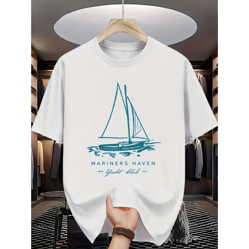 

Европейские размеры Мужская футболка с круглым вырезом и принтом Nautical Passion, модный и стильный выбор, идеально подходит для выставок на морскую тематику S белый
