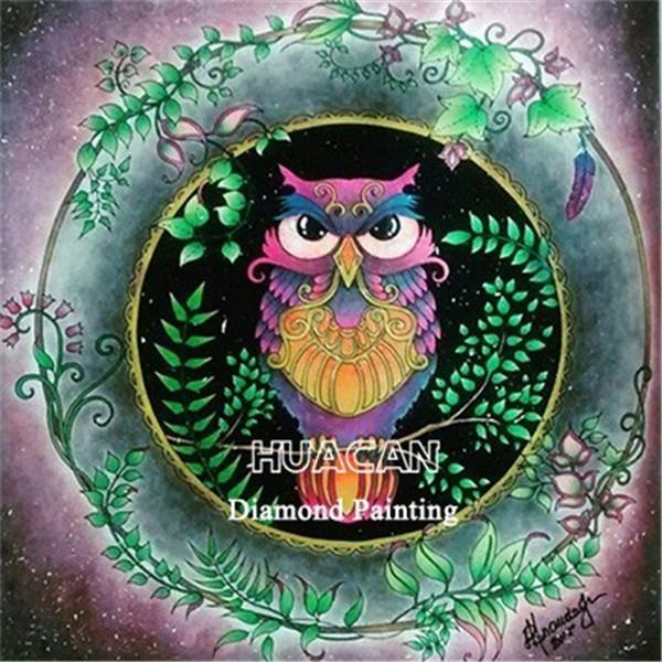 huacan Diamond Painting Owl Full Square Diamond Embroidery Sale Animal Rhinestone Picture