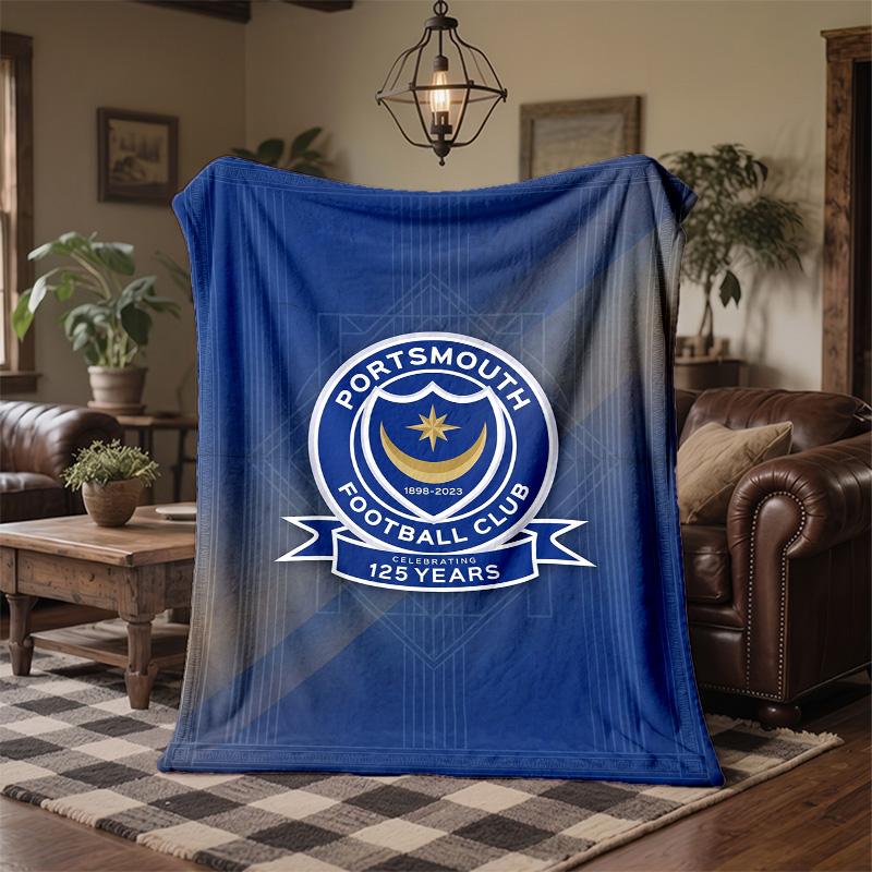 Coperta in Pile a Tema Portsmouth FC Morbida e Accogliente Coperta di Peluche per Camera da Letto Divano Viaggio