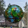Retro Colorful Hummingbird Iris Window Glass Electrostatic Sticker Detachable Decorative Film Home Decoration