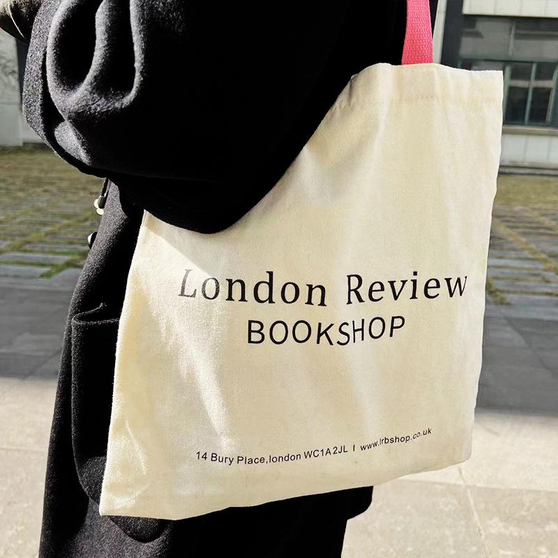 London Bookstore Canvas Shoulder Tote: Literary British Style for Students