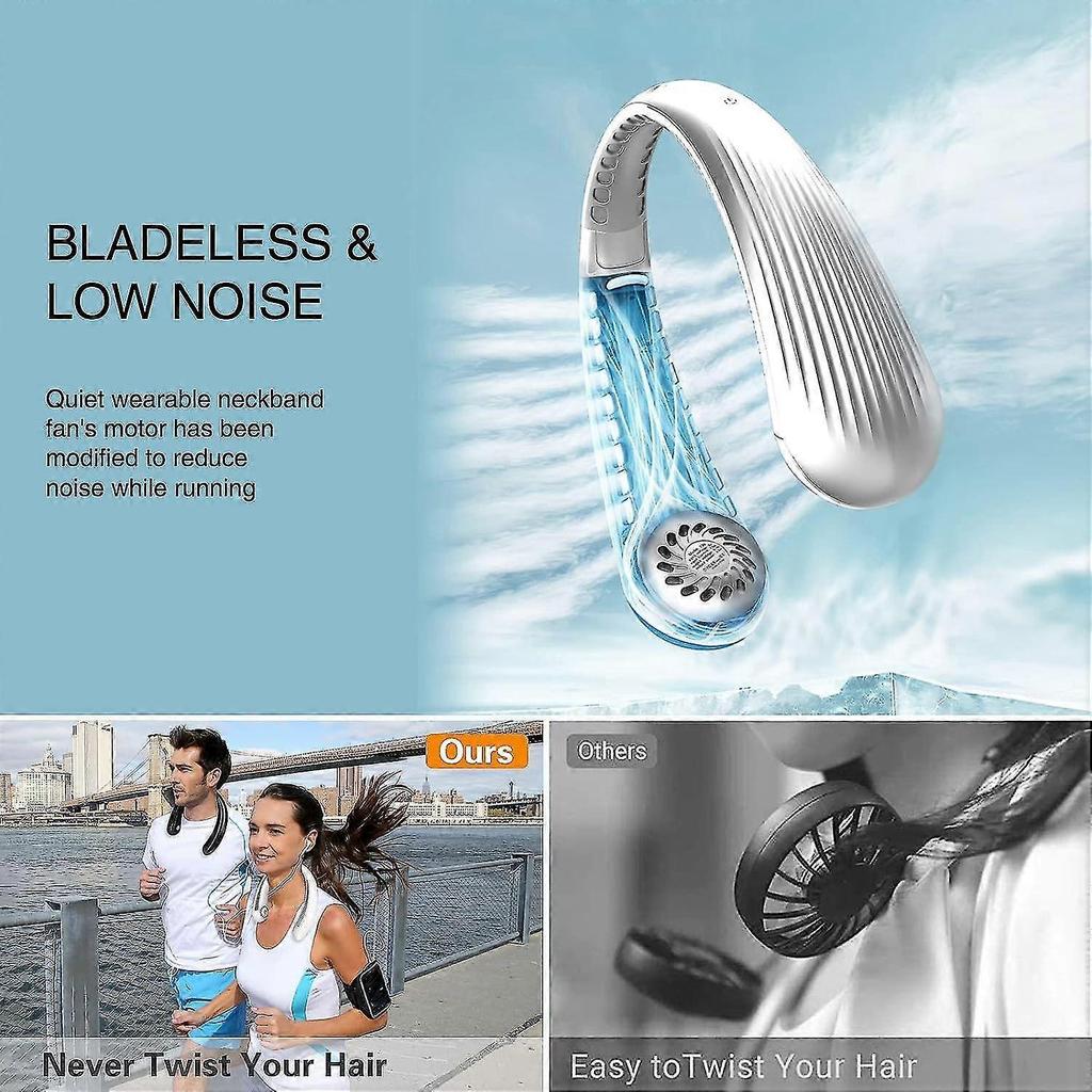 Portable Personal Hanging Neck Fan, Hands-free Battery Rechargeable Neck Fan With 3 Speeds, Portable Bladeless Fan For Office, Sports, Travel, Camping
