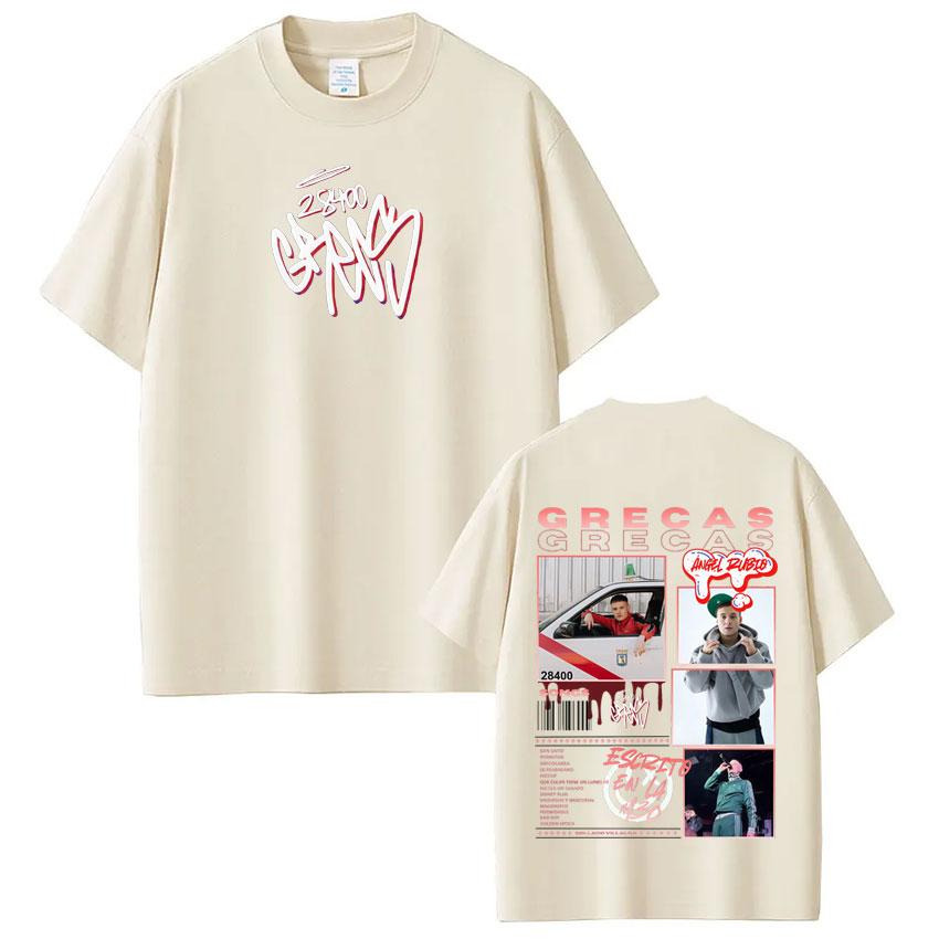 Rapper Grecas Tour 2026 Album Print Tshirts Men Women Fashion Oversized Tshirt Casual Short Sleeve Cotton Tee Shirt Streetwear